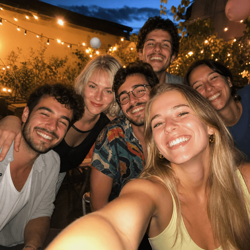 Selfie de grup la petrecere